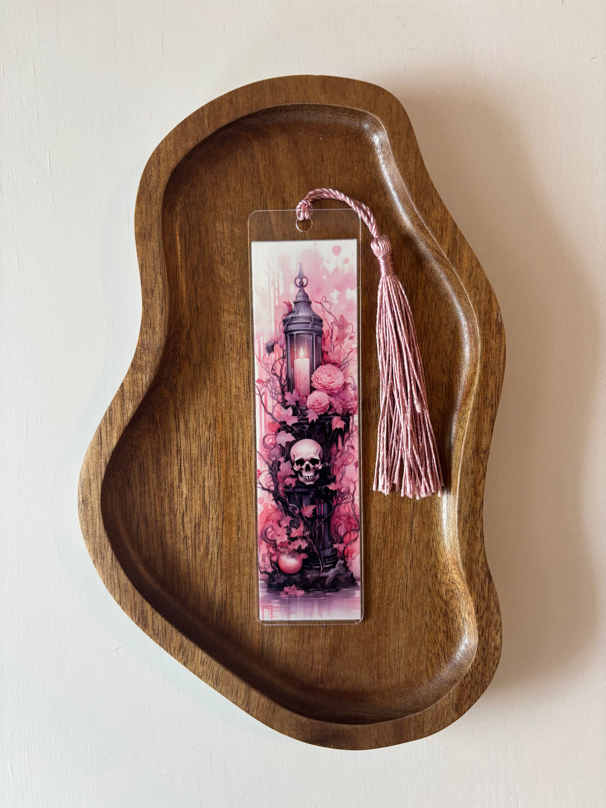 Bokmärke Transparent - Rosa Dödskalle