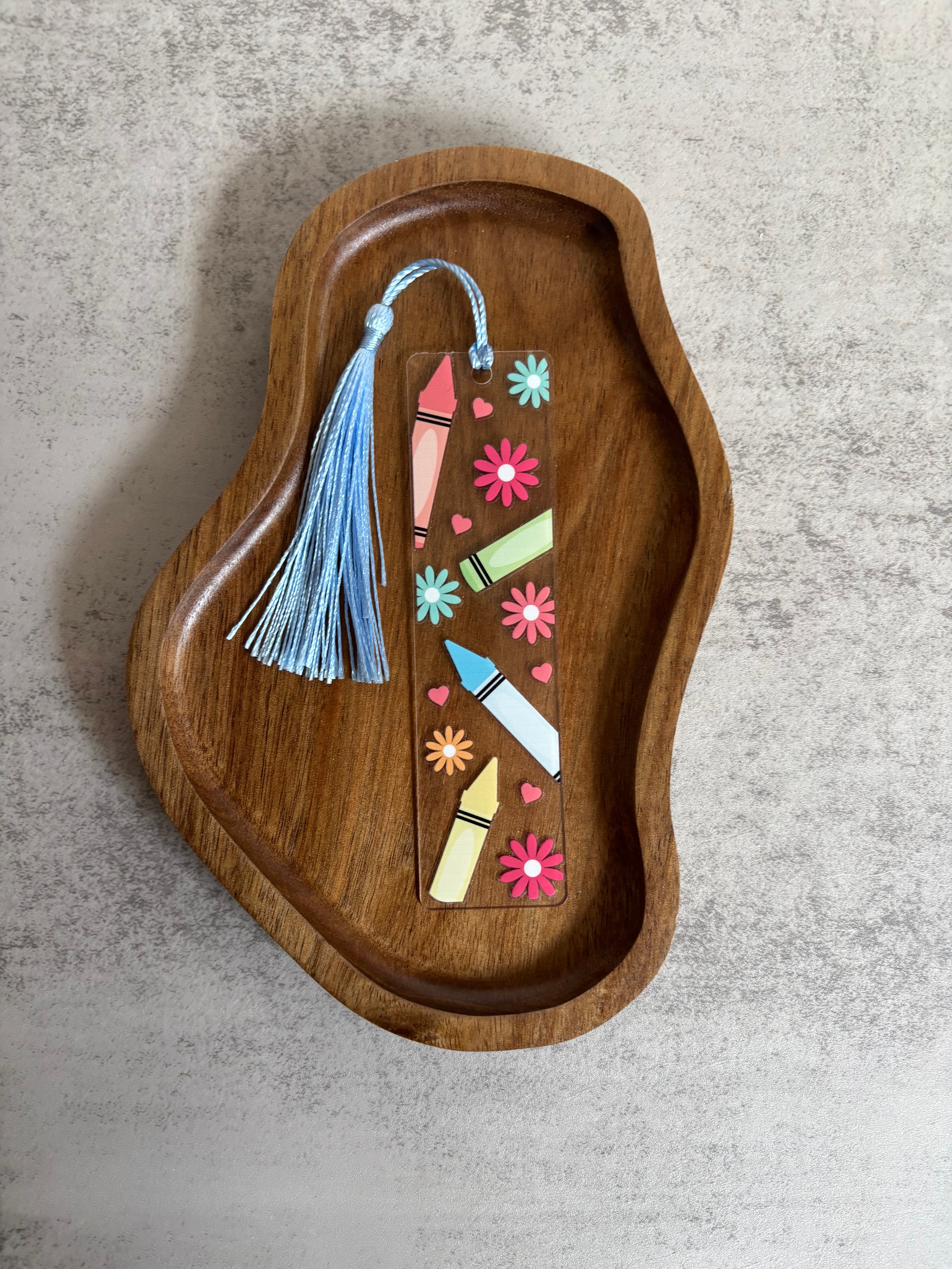 Bokmärke Transparent - Pennor och blommor