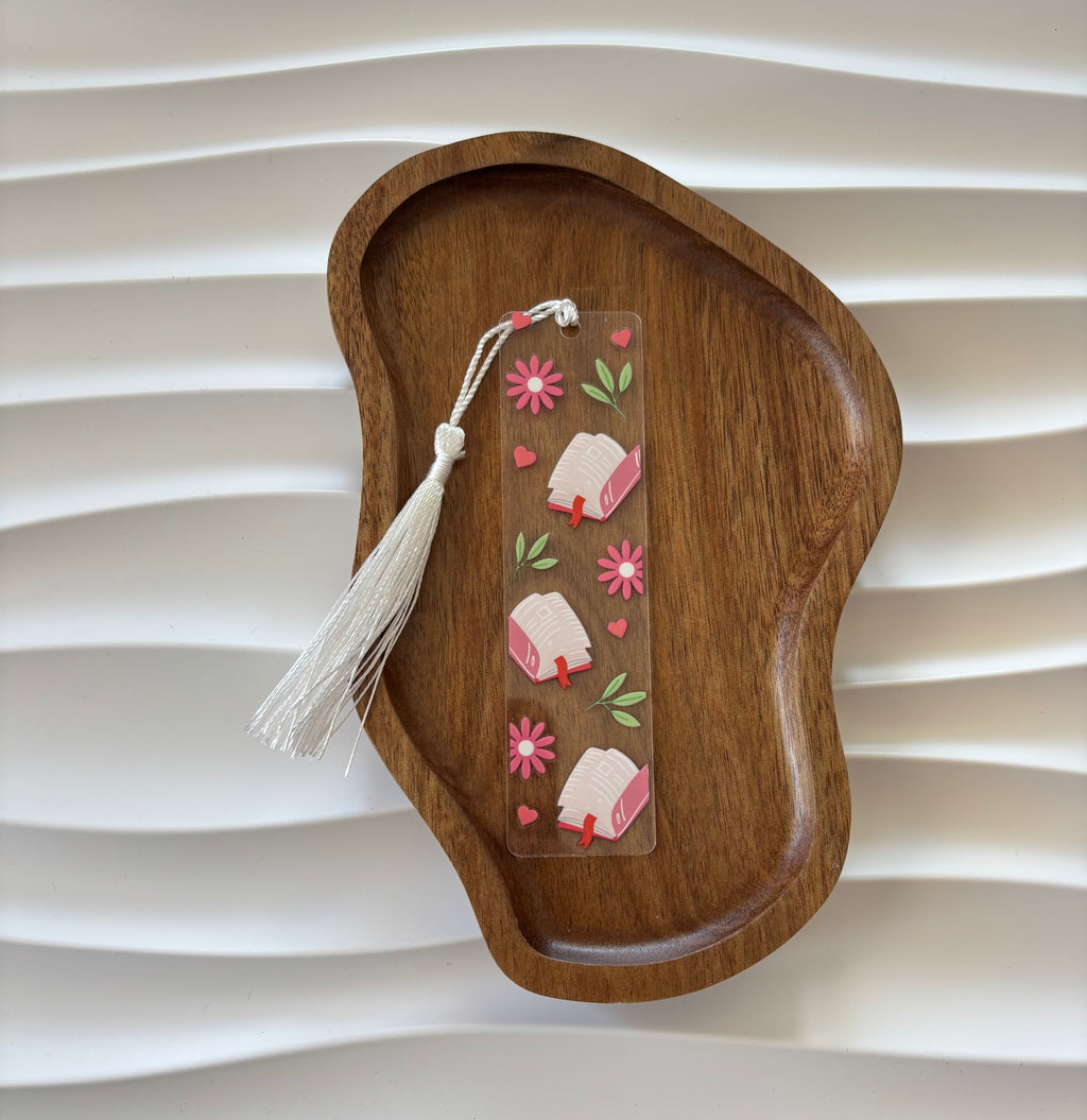 Bokmärke Transparent - Böcker och blommor