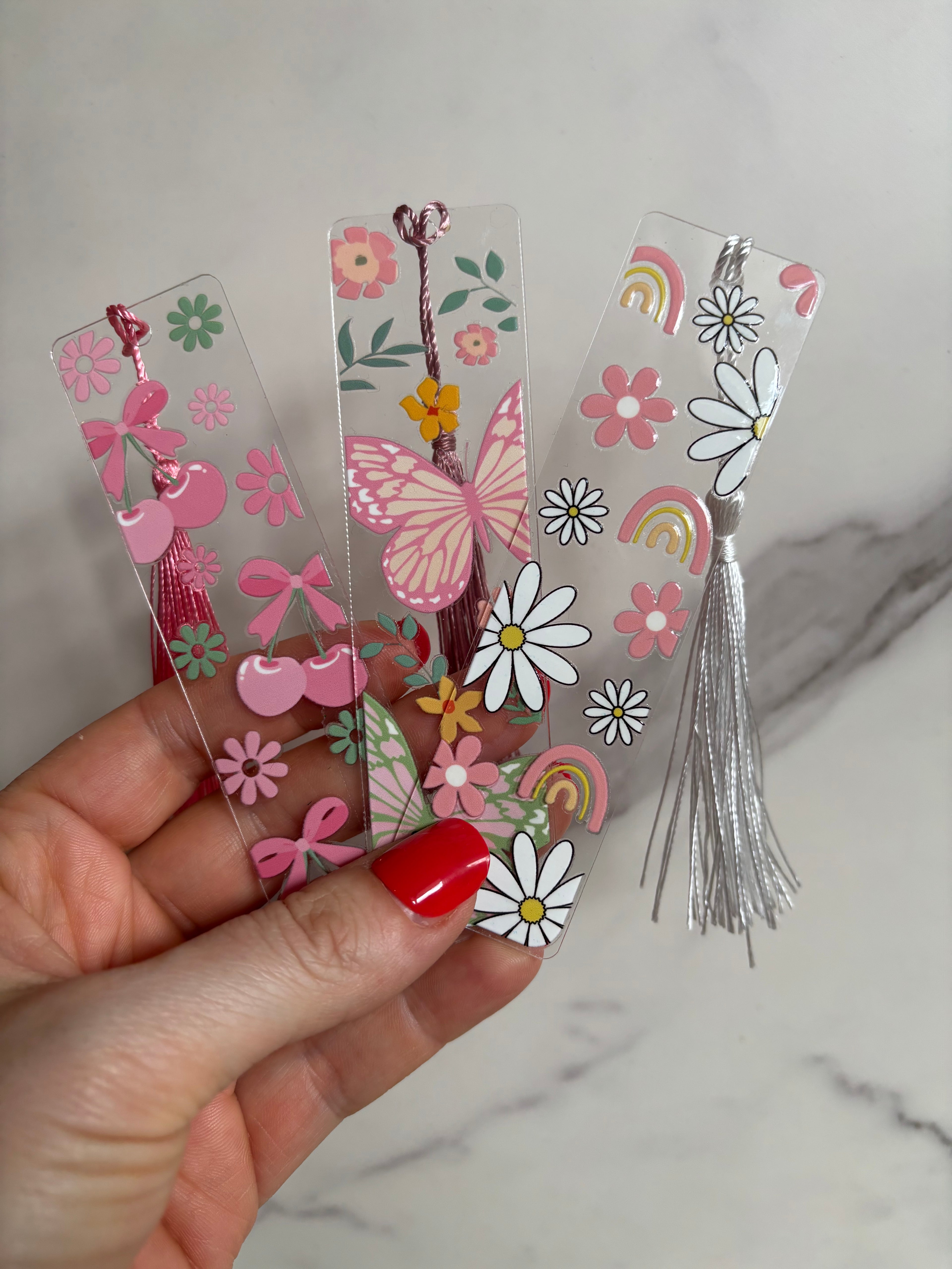 Bokmärke Transparent - Blommor och regnbågar