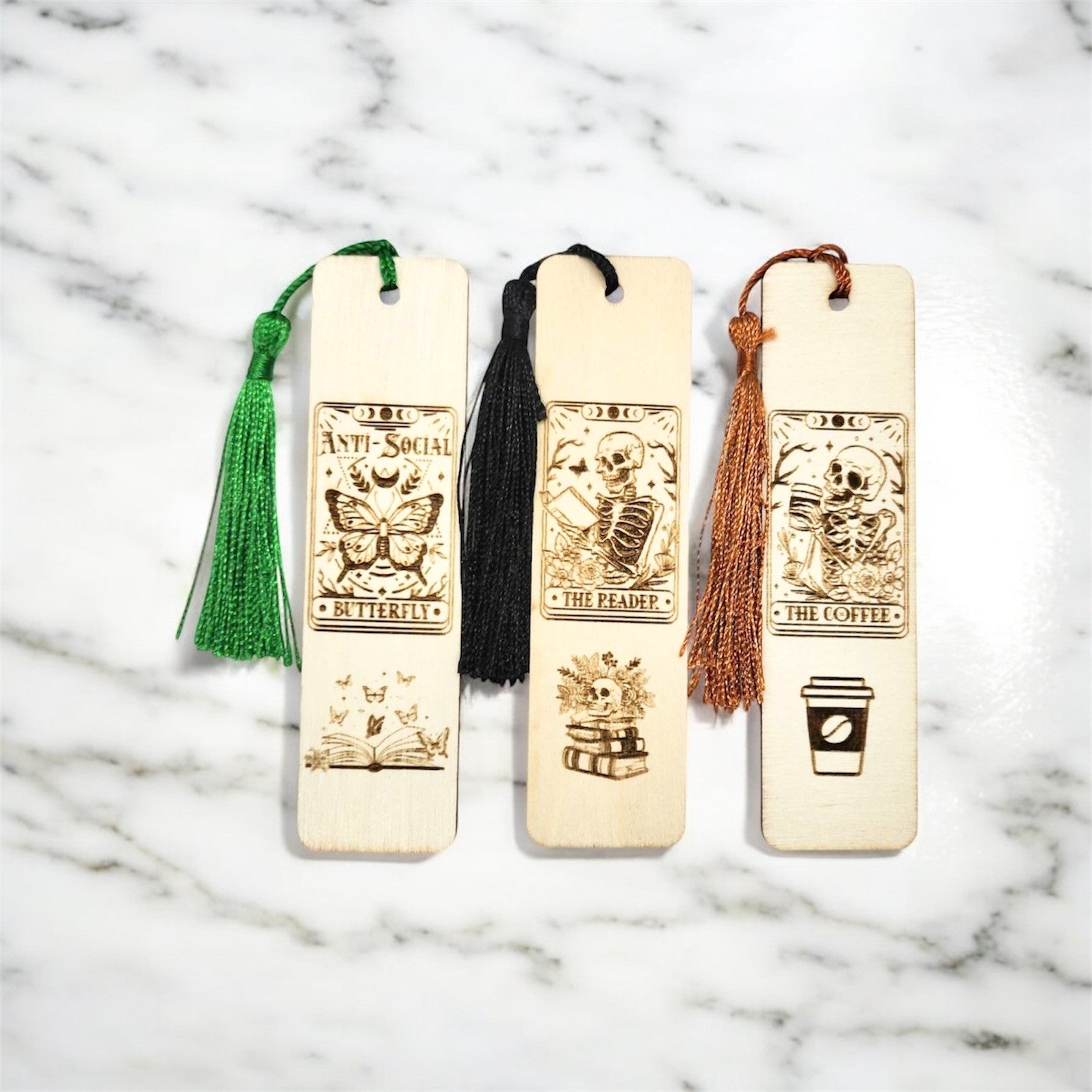 Träbokmärke 3-pack - The Reader