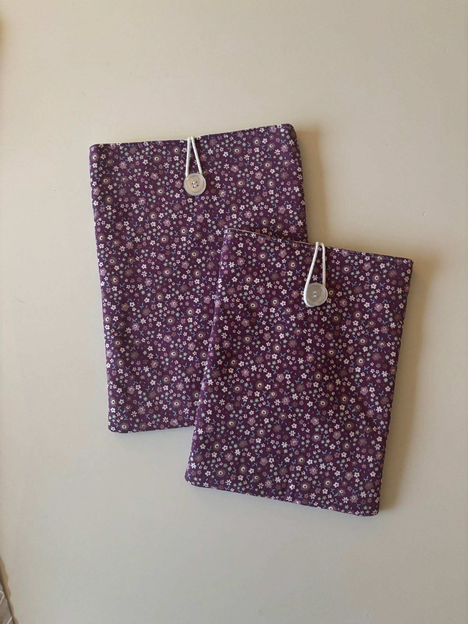 Book Sleeve Purple Flowers Large