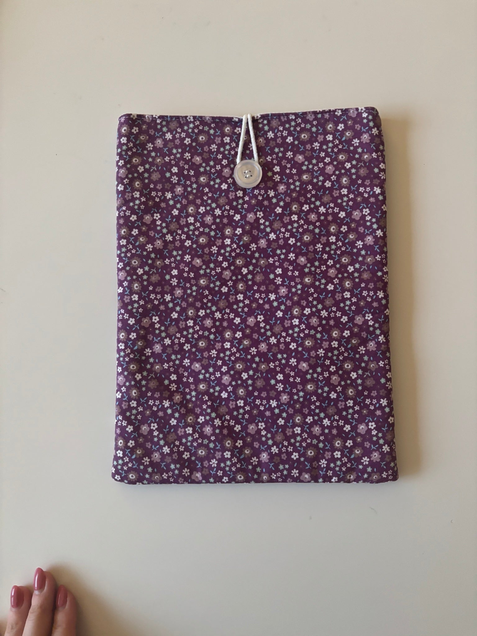Book Sleeve Purple Flowers Large