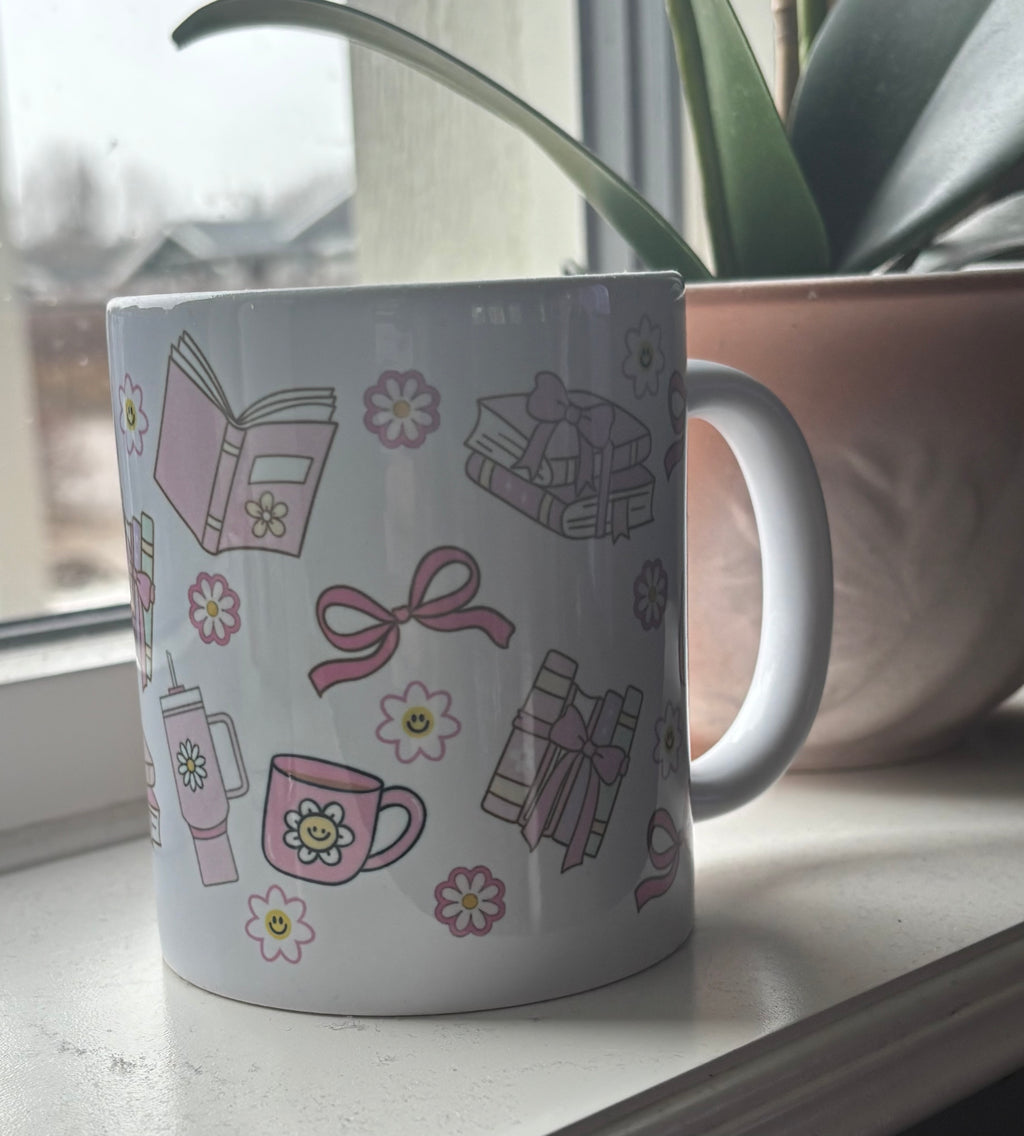 Mugg - Books and flowers