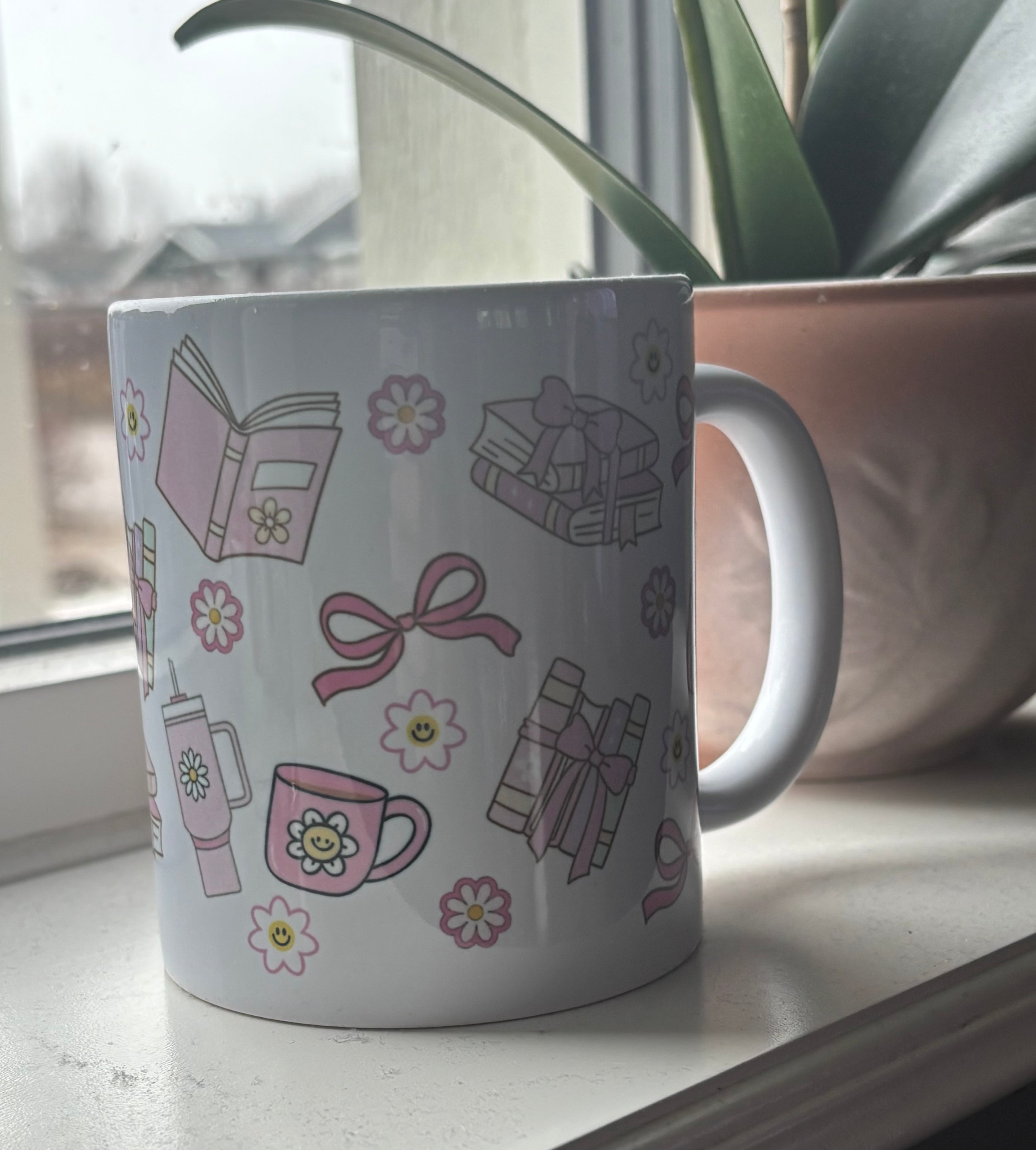 Mugg - Books and flowers