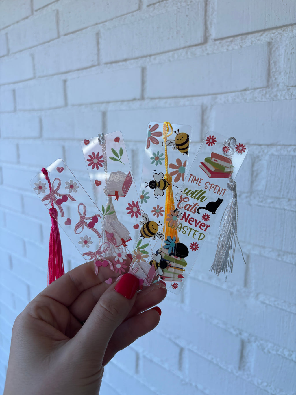 Bokmärke Transparent - Bin och blommor