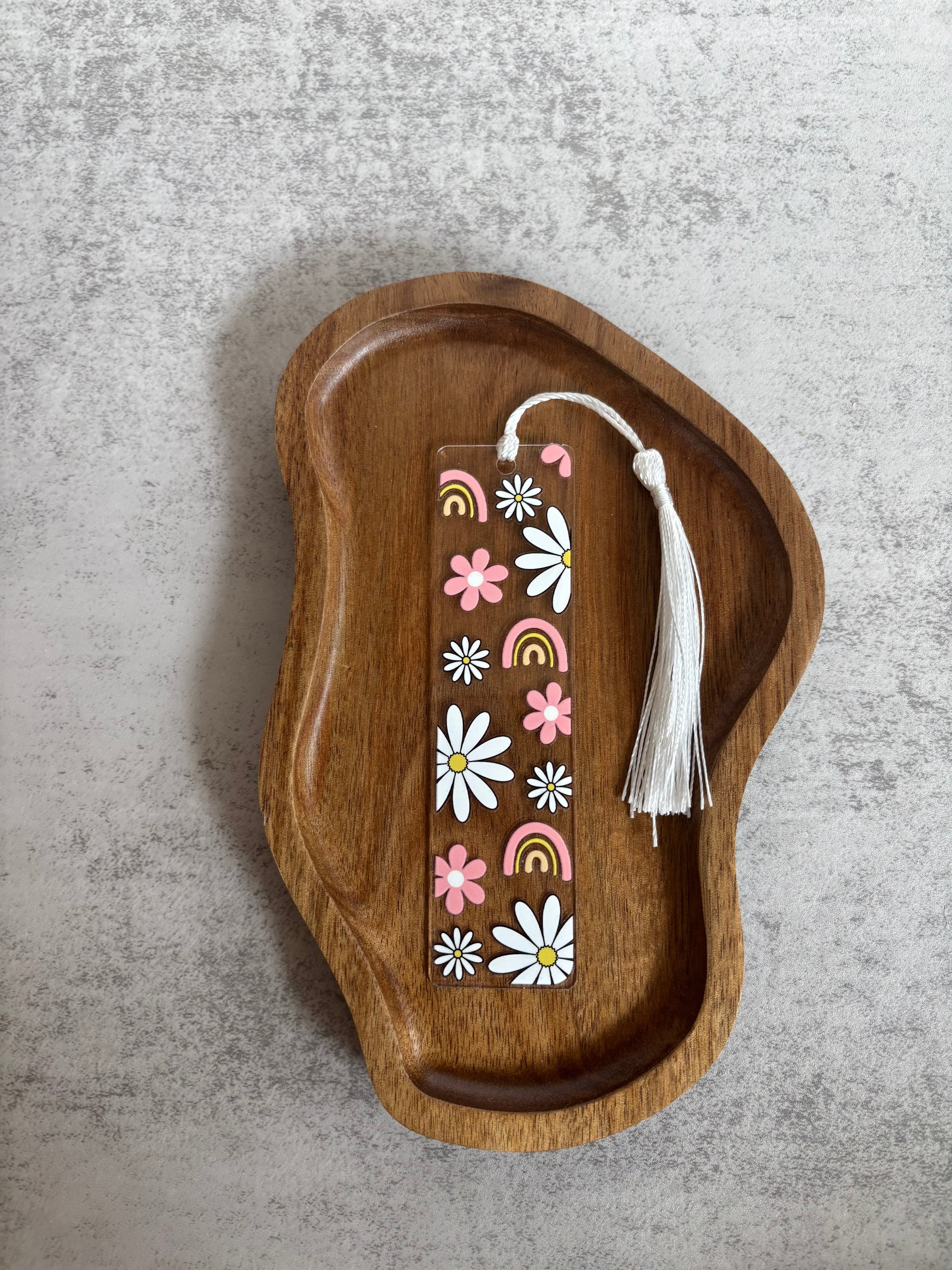 Bokmärke Transparent - Blommor och regnbågar