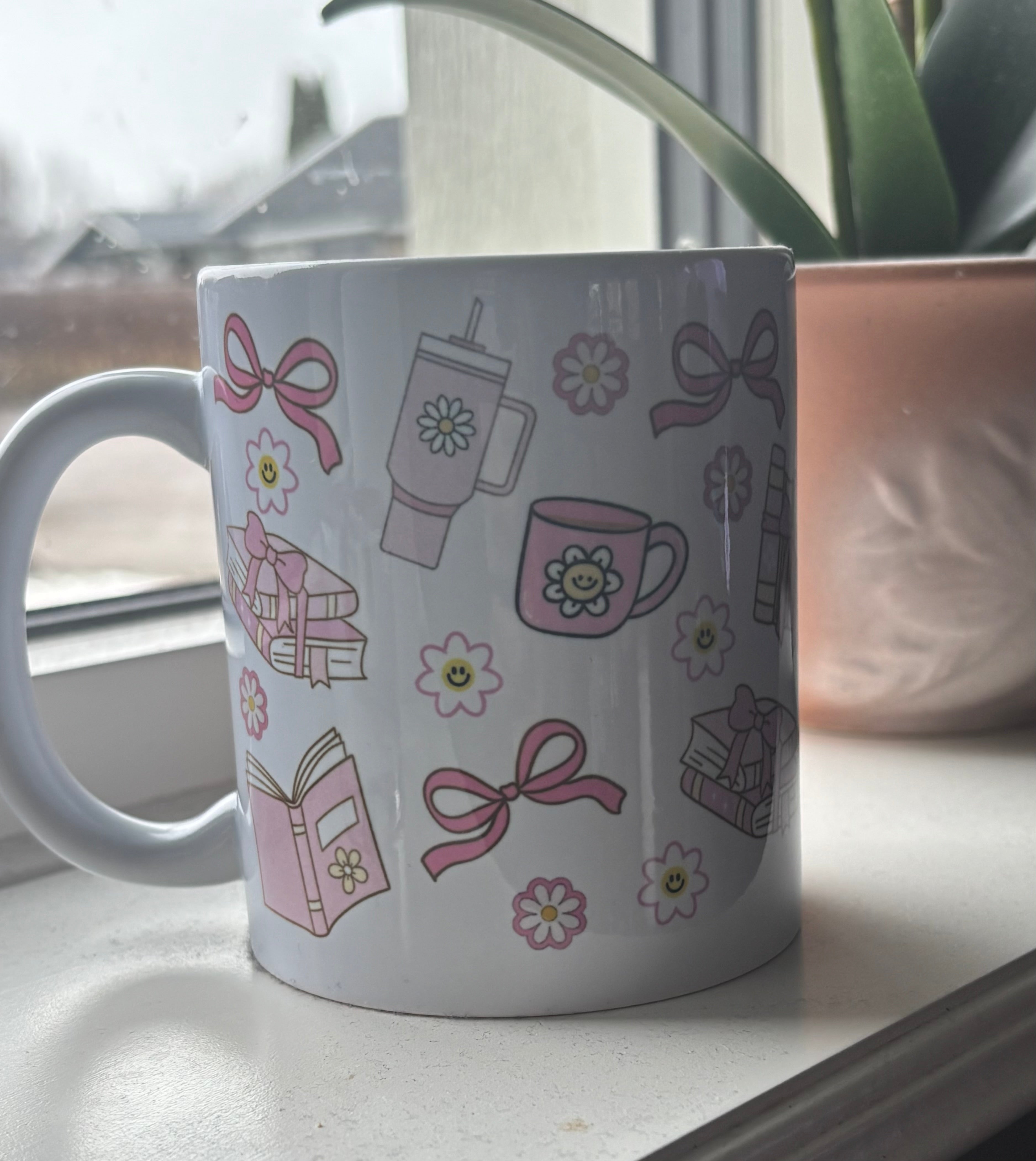 Mugg - Books and flowers